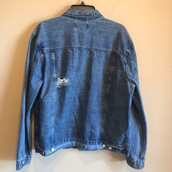 PACSUN Size Large Denim Jean Jacket Distressed - Picture 5 of 10